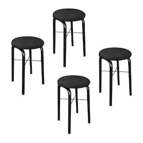 Kit 04 Banquetas Baixa Manu Suede Preto