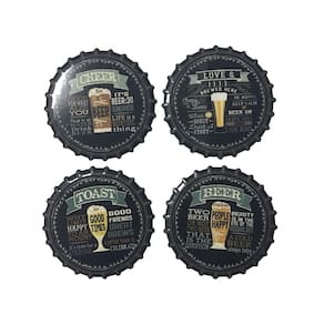 Porta-Copos Dynasty Bira em Cerâmica Preto com 4 Peças 10,8cm