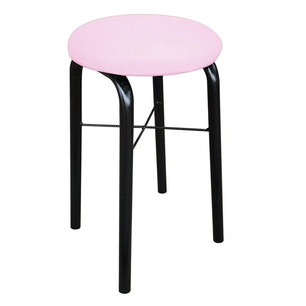 Banqueta Baixa Manu Suede Rosa Bebê