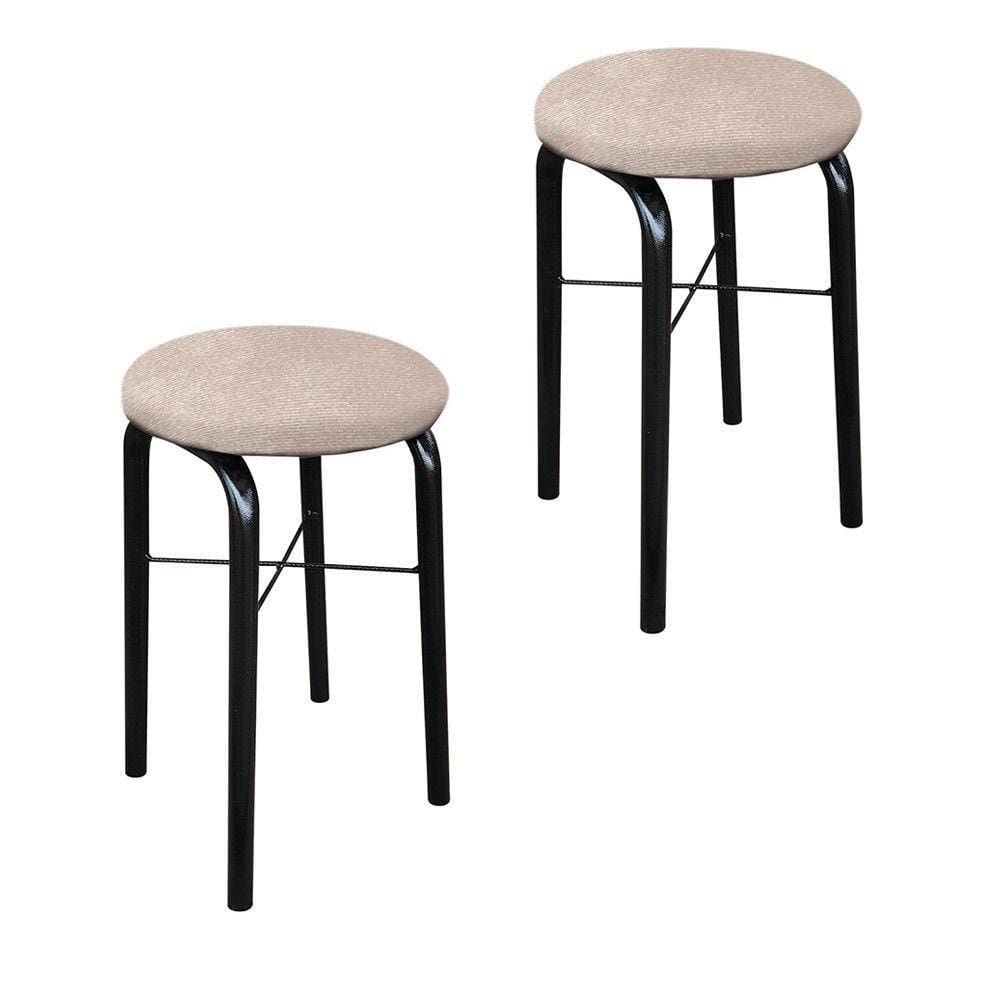 Kit 02 Banquetas Baixa Manu Suede Bege