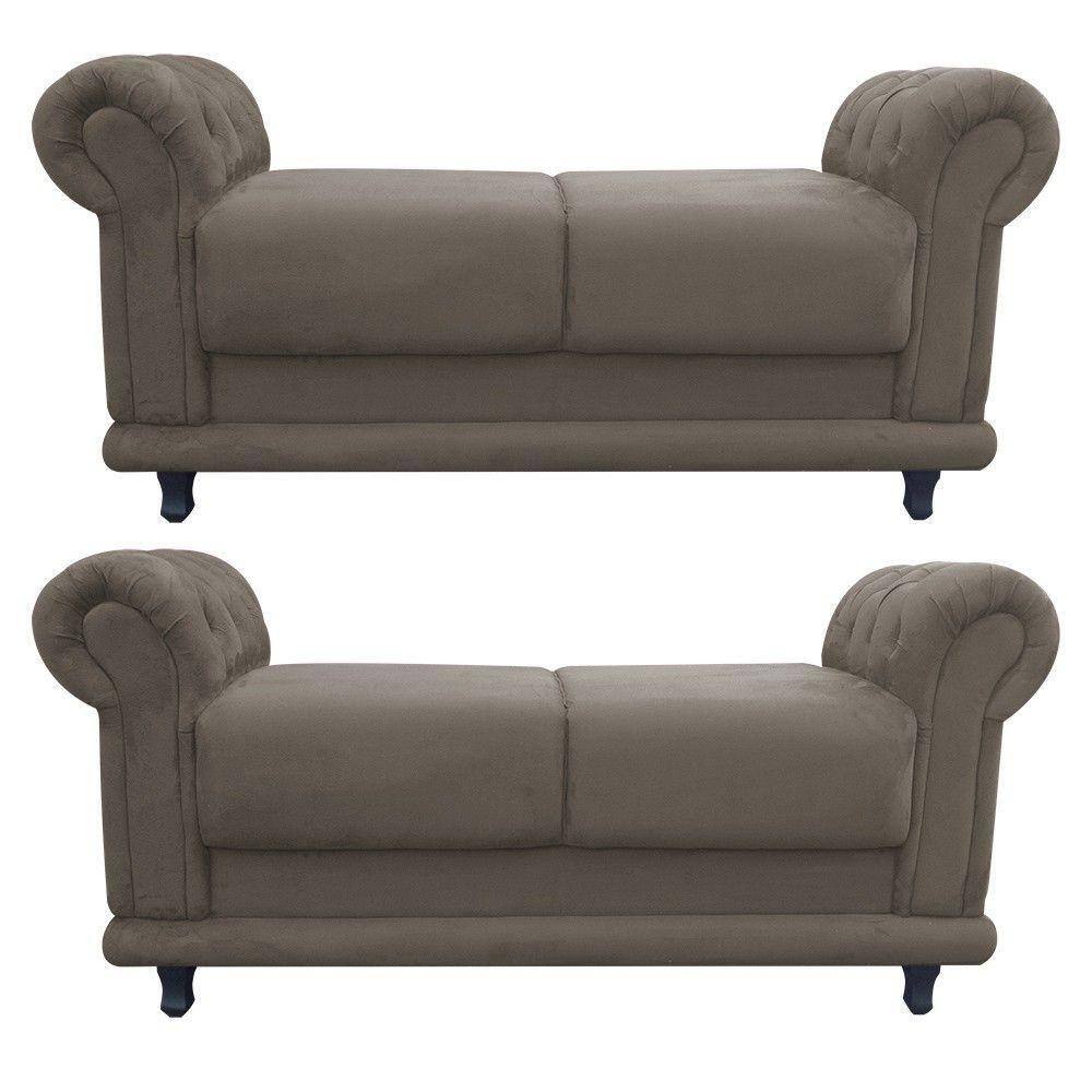 Kit 02 Recamier Barcelona Suede Marrom Rato