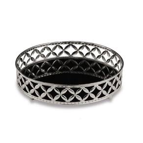 Bandeja Decorativa Redonda em Metal Preto 5x17,5 Cm