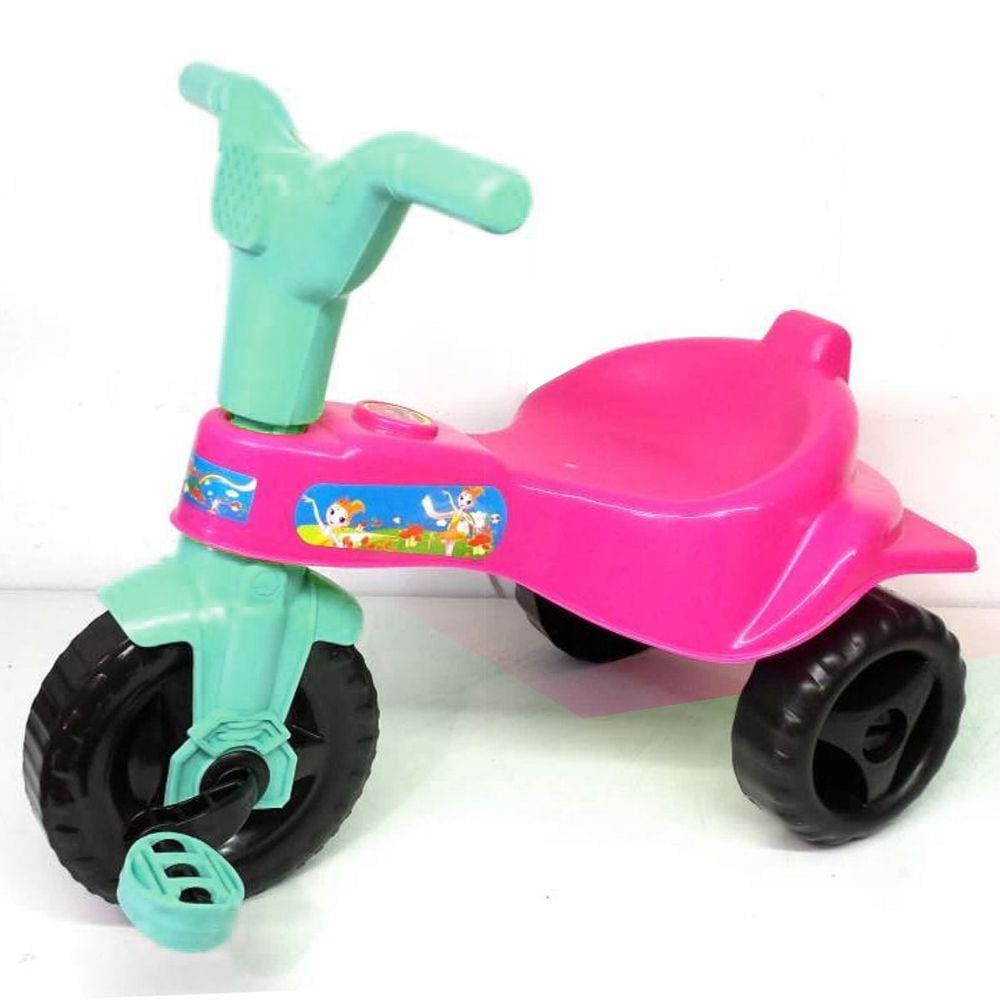 Motoca Colorida Com Haste Direcional Triciclo Infantil Pink