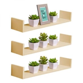 Kit 3 Prateleiras U 100 X 10cm Bege Claro Suporte Invisível