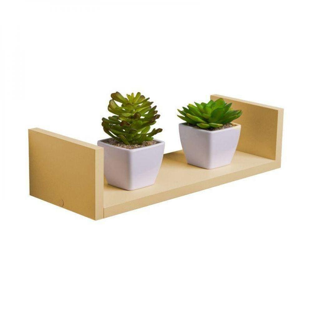 Prateleira U 40 X 15cm Bege Claro Suporte Invisível