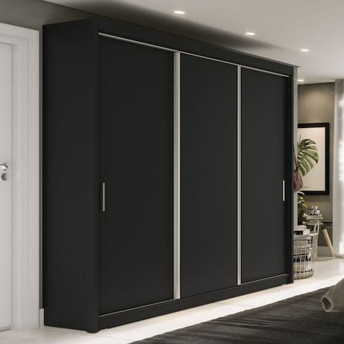 Guarda Roupa Casal 3 Portas 4 Gavetas 188,5cm Viena Yescasa Preto