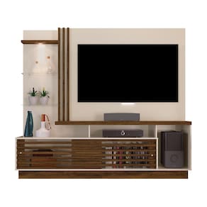 Estante Home Madetec Cross com 200 cm de Largura, 2 Portas e Nicho, Ideal para TV de até 60”