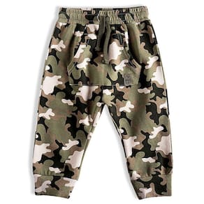 Calça Infantil em Moletom Camuflada Verde Militar Tip Top