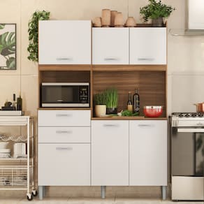 Armário de Cozinha 6 Portas 2 Gavetas Harmonia Demobile Amendola Branco Demóbile