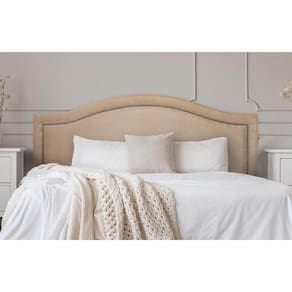 Cabeceira Casal Curva 140x60cm Suede Bege - Tachas Fumê