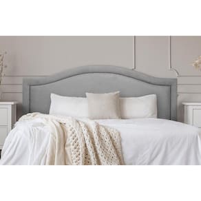 Cabeceira Casal Curva 140x60cm Suede Cinza - Tachas Fumê