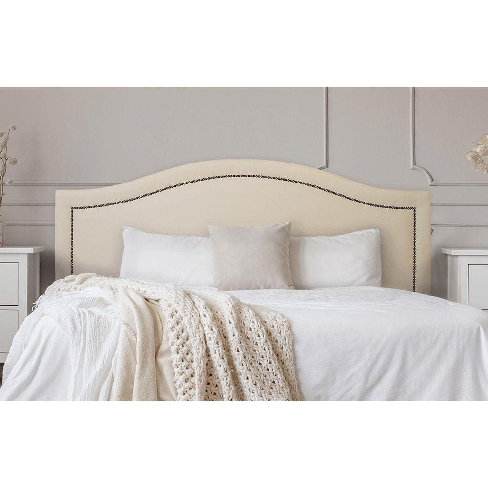 Cabeceira Casal Curva 140x60cm Suede Off White - Fumê