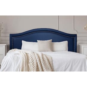 Cabeceira King Curva 193x60cm Courino Azul - Tachas Fumê