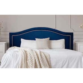Cabeceira King Curva 193x60cm Suede Azul - Tachas Prata