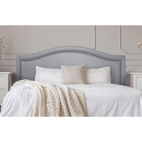 Cabeceira Queen Curva 160x60cm Courino Cinza - Tachas Fumê