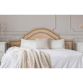 Cabeceira Casal Provençal Dupla 140x60 Suede Bege - T. Fumê