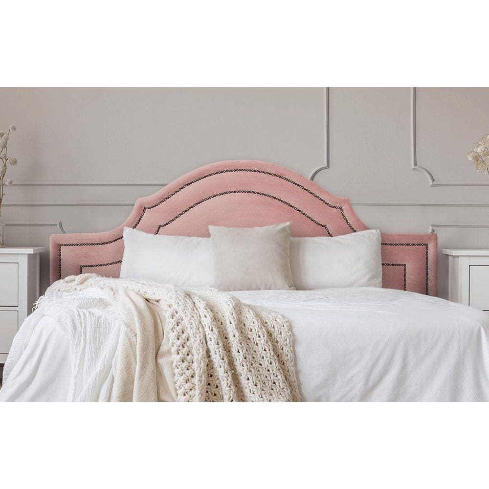 Cabeceira King Provençal Dupla 193x60 Veludo Rosê - T. Fumê