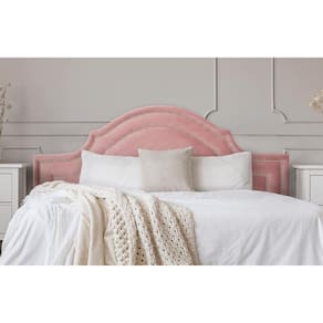 Cabeceira Queen Provençal Dupla 160x60 Veludo Rosê - Prata