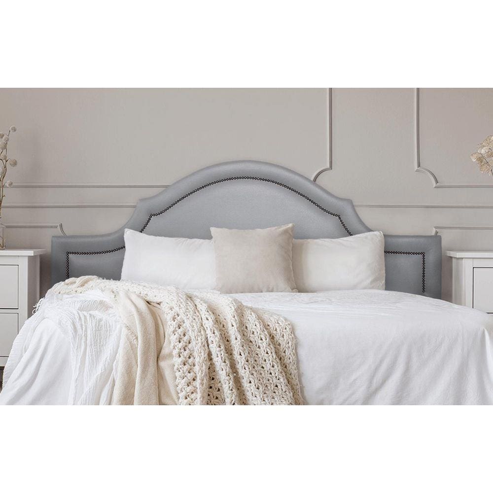 Cabeceira King Provençal 193x60cm Courino Cinza - T. Fumê
