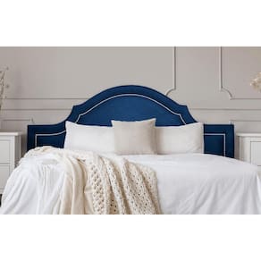 Cabeceira Queen Provençal 160x60cm Suede Azul - Tachas Prata