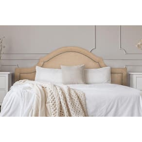 Cabeceira Queen Provençal 160x60cm Suede Bege - Tachas Fumê