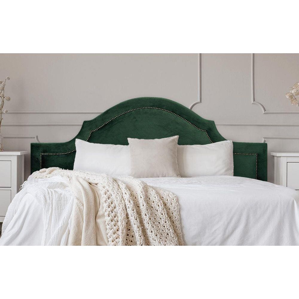 Cabeceira Queen Provençal 160x60cm Veludo Verde - T. Fumê
