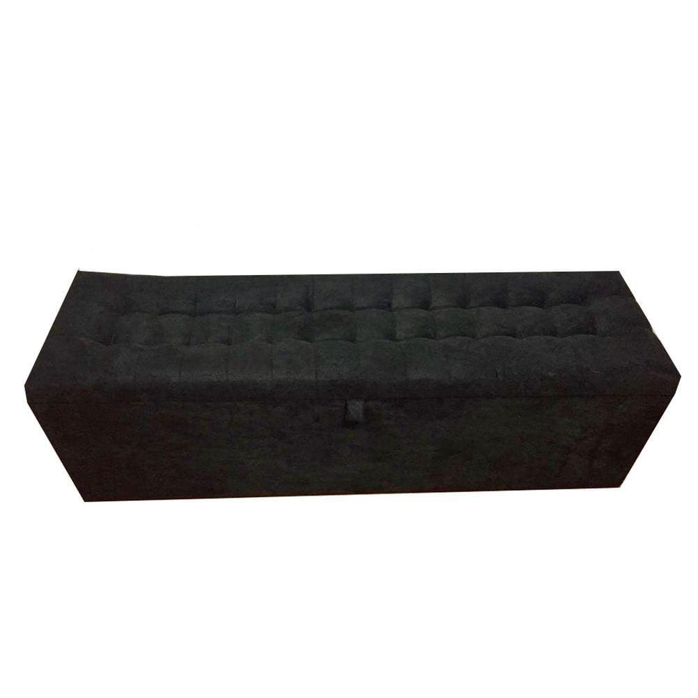 Recamier Puff Baú Beira De Cama 1,38 100% Mdf - Preto