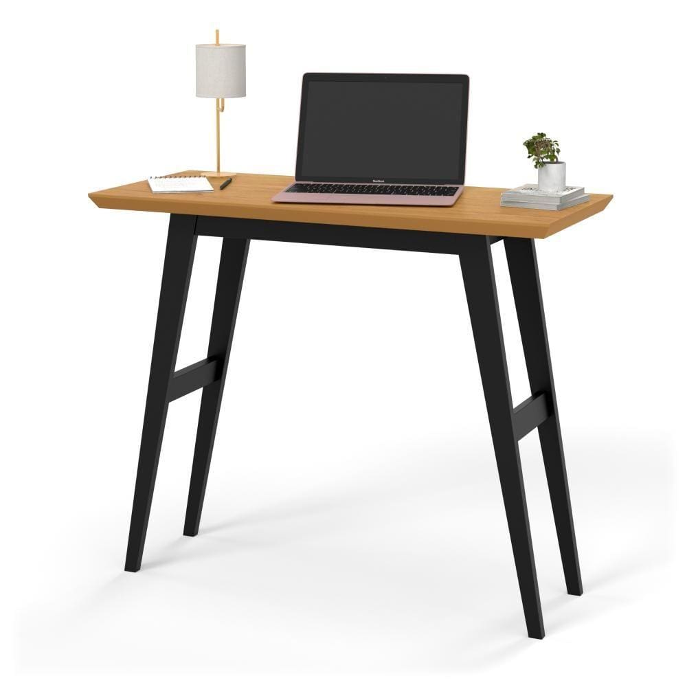Escrivaninha Harvard 9040 Tampo MDF 30mm pé em madeira Tampo Freijo/Pé Preto OFERTAMO