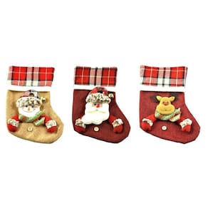Kit Bota Natal Papai Noel, Boneco de Neve e Rena Pelúcia 25cm 3 Peças