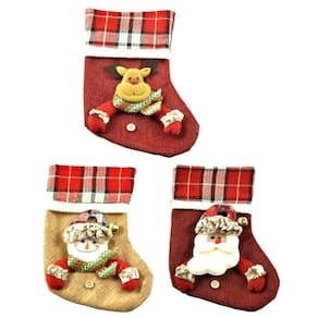 Jogo Bota Natal Papai Noel, Boneco de Neve e Rena Pelúcia 25cm 3 Peças