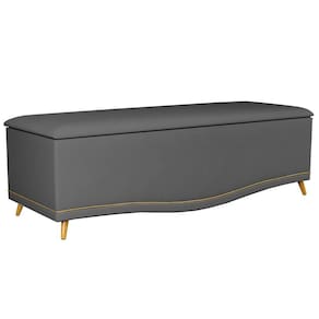 Calçadeira Baú Casal 140cm Imperial J02 Suede Chumbo - Mpozenato