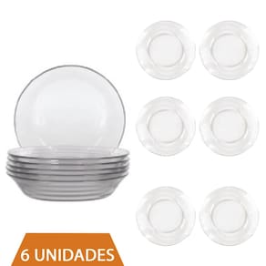 Kit 6 Prato Redondo Fundo 19,6Cm Para Sopa Refeição Duralex