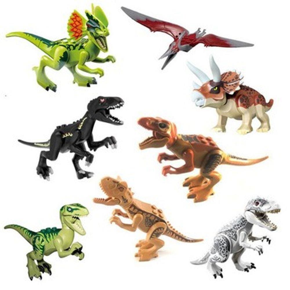 Kit 8 Dinossauros Jurassic Park Bloco De Montar