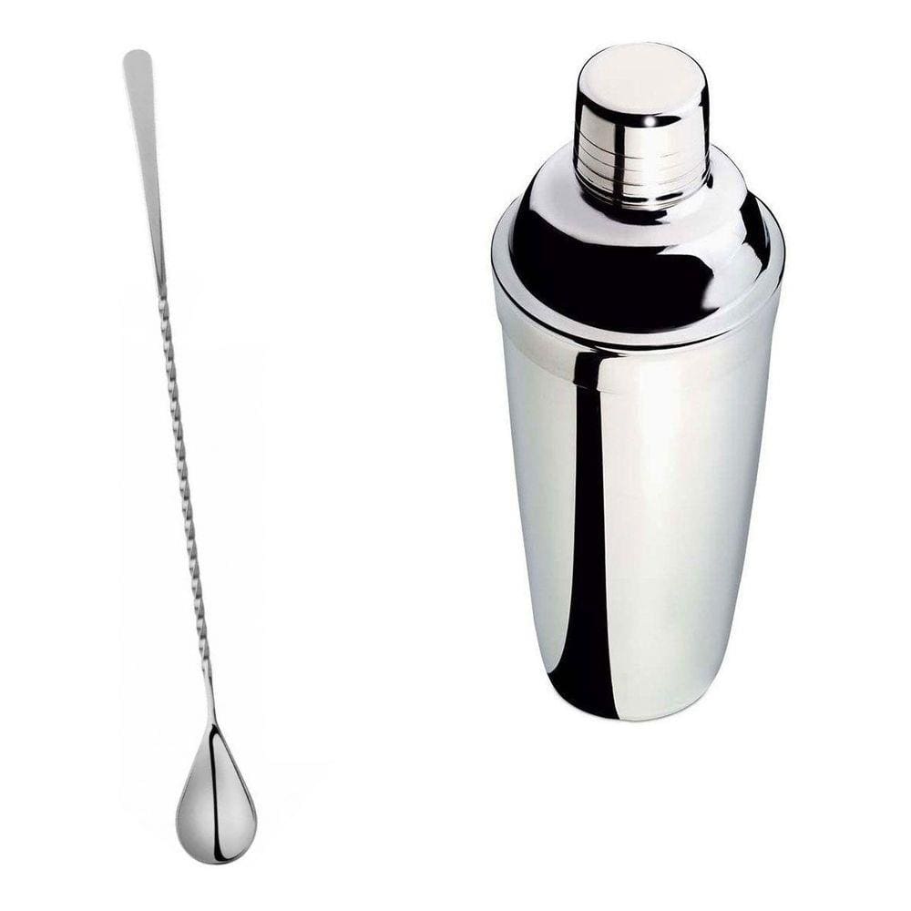 Kit Colher Bailarina E Coqueteleira Inox 550ml Para Drinks