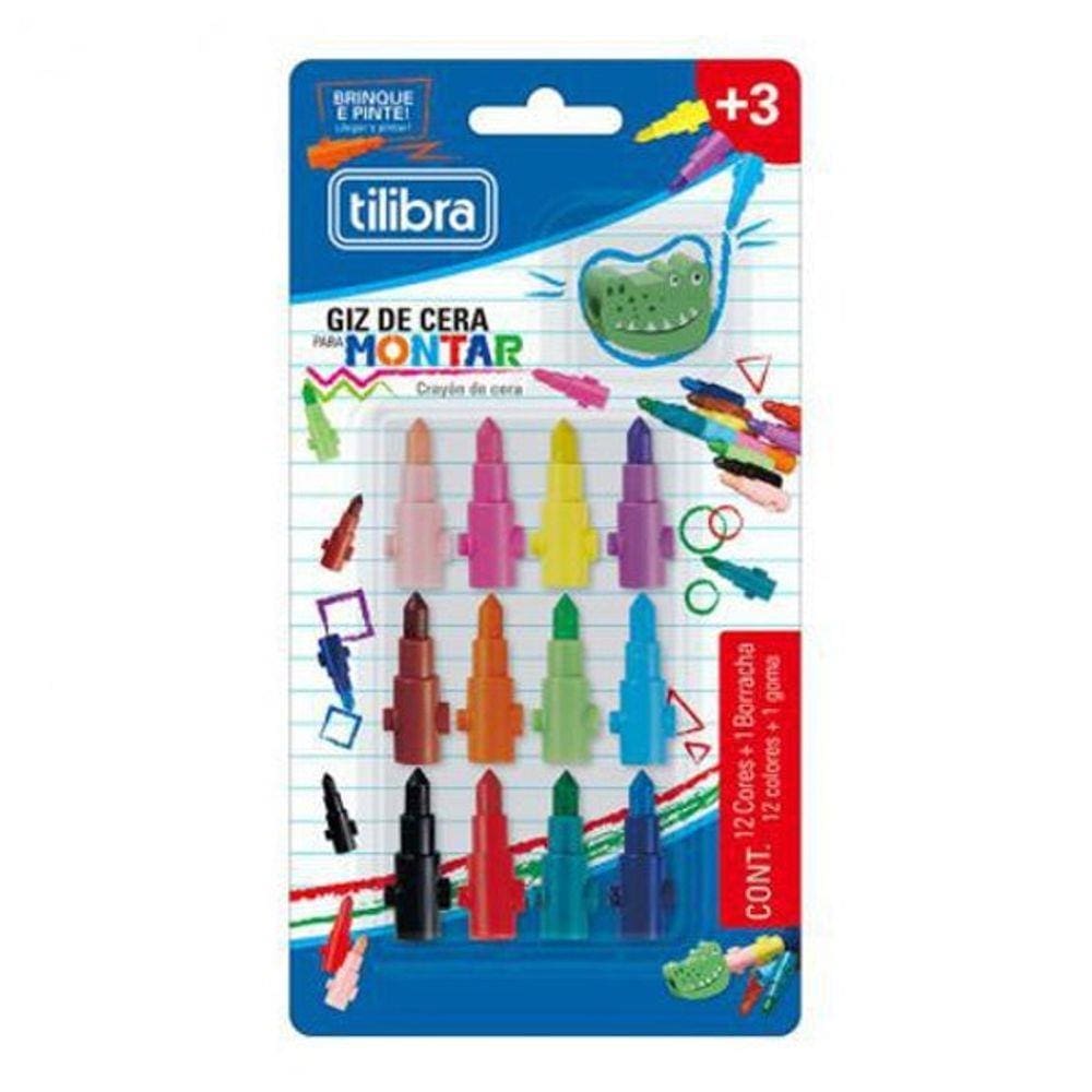 Giz De Cera 12 Cores Para Montar Tilibra