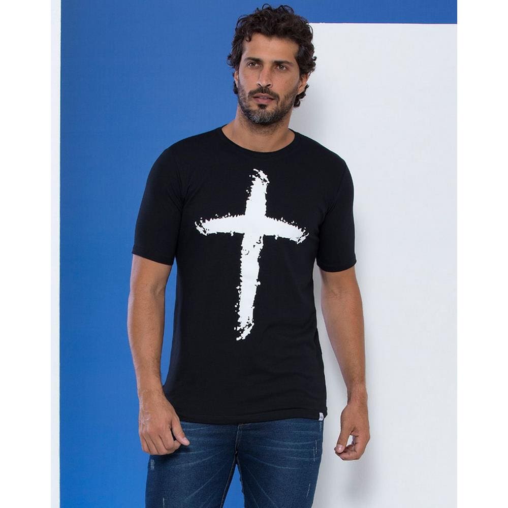 Camiseta Masculina Cruz Lavada - Preta