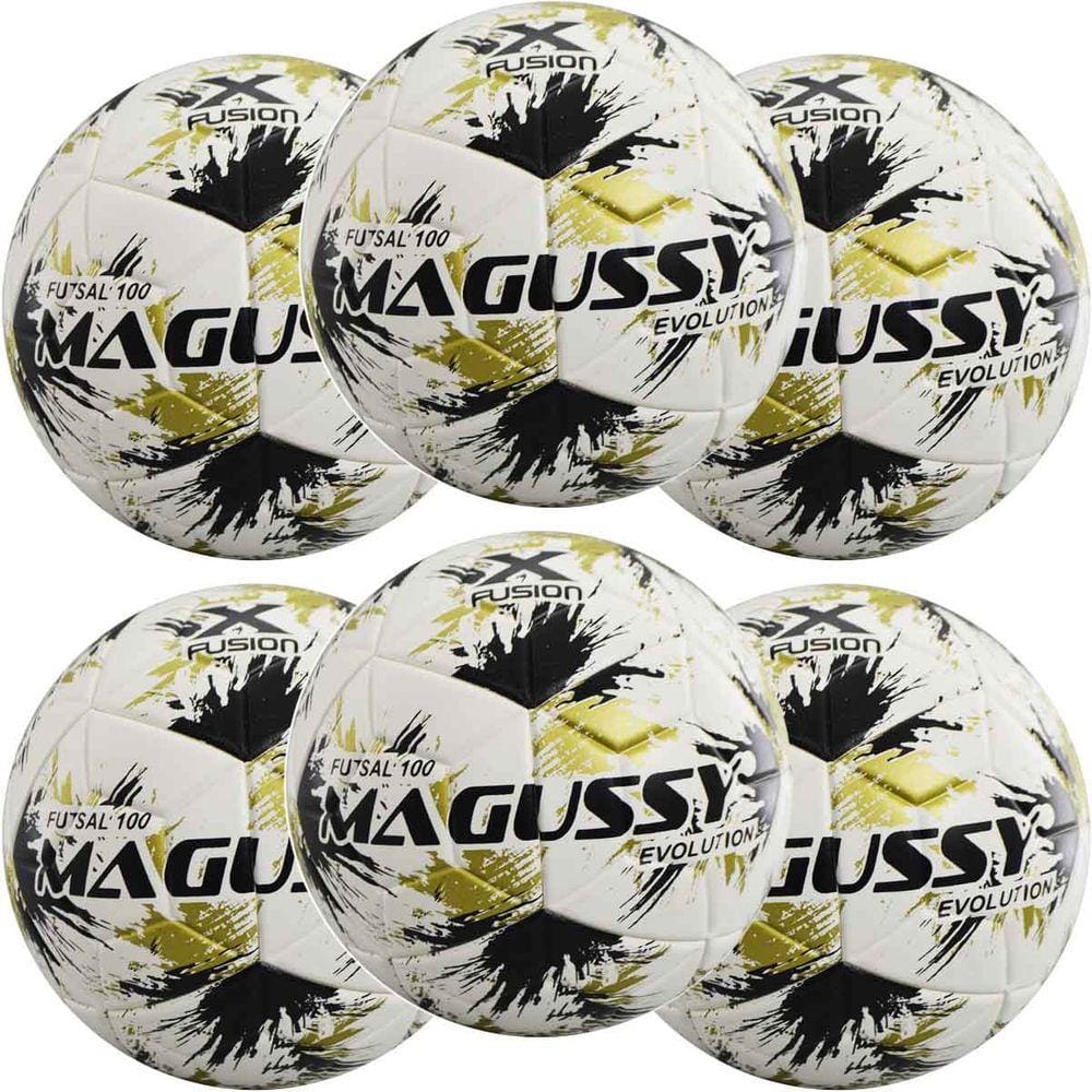 Kit com 6 Bolas Infantis Magussy Evolution X-Fusion Max 100 Futsal Sub 11