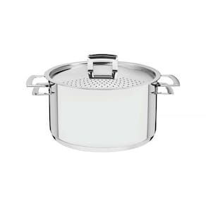 Espagueteira Tramontina Brava em Aço inox com Fundo Triplo Tampa e Alças 24 cm 6,1 L Tramontina
