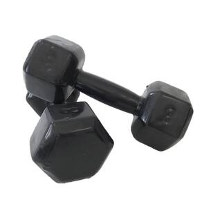 Par de Halter Dumbell Sextavado Revestido Ahead Sports 8 kg Preto