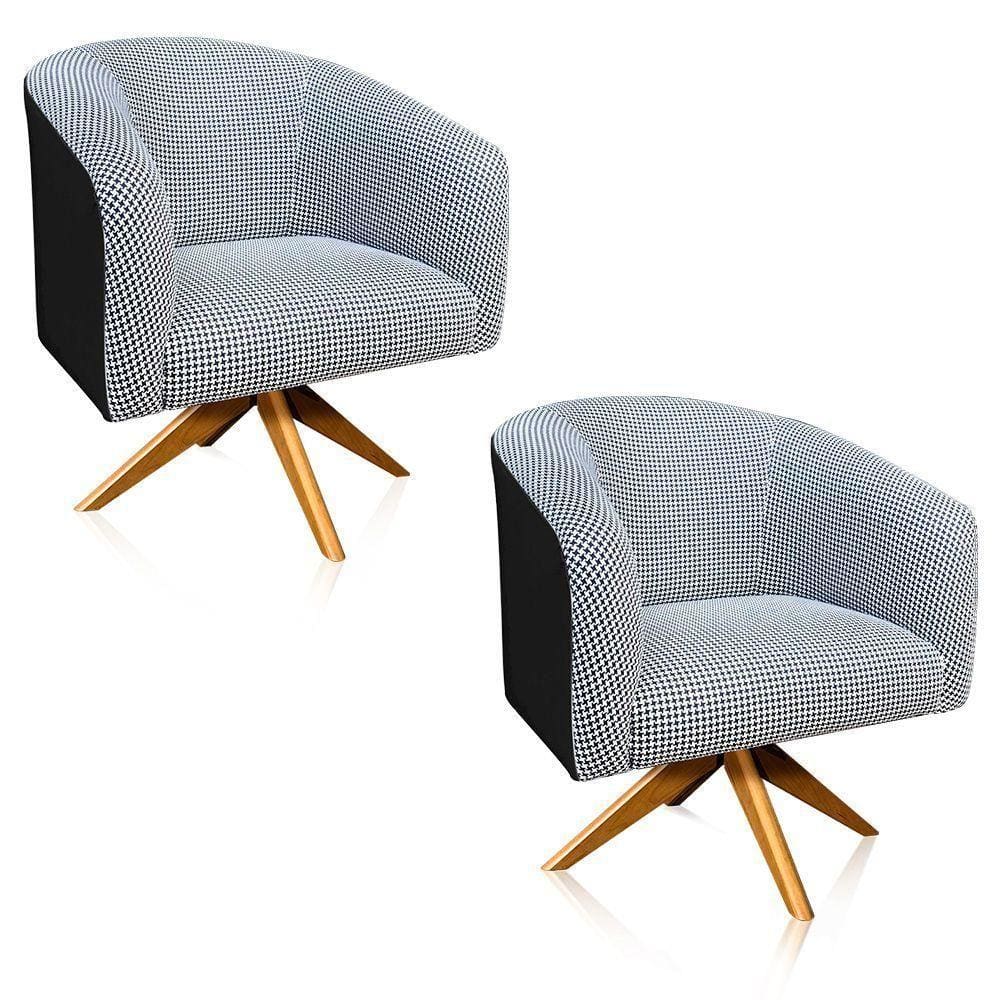 Kit 02 Poltronas Giratória Stella A72 Corino Preto