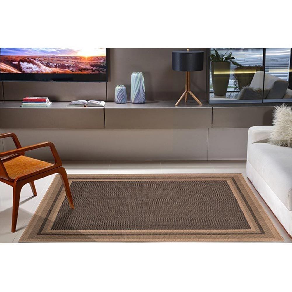 Tapete Sala Econature Moldura 2,00x2,50 Bege Chumbo 77