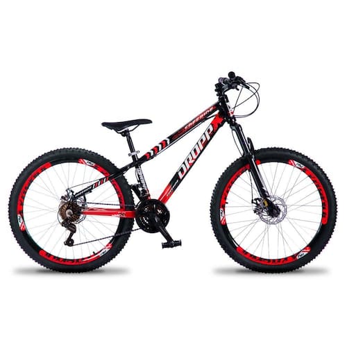 Bicicleta Aro 26 Dropp X Freeride 21 Marchas Câmbio Index Aros Jumpmax DH Freio a Disco 160mm com Suspensão Dianteira Menor preço em Bicicleta Aro 26 Dropp X Freeride 21 Marchas Câmbio Index Aros Jumpmax DH Freio a Disco 160mm com Suspensão Dianteira