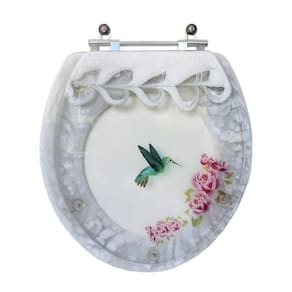 Assento Sanitário Convencional Branco e Lixeira Decorado