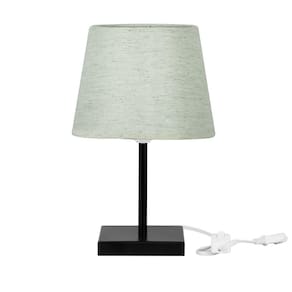 Abajur Eros Dome Linho Claro 025 Base Toda Preta Quadrada