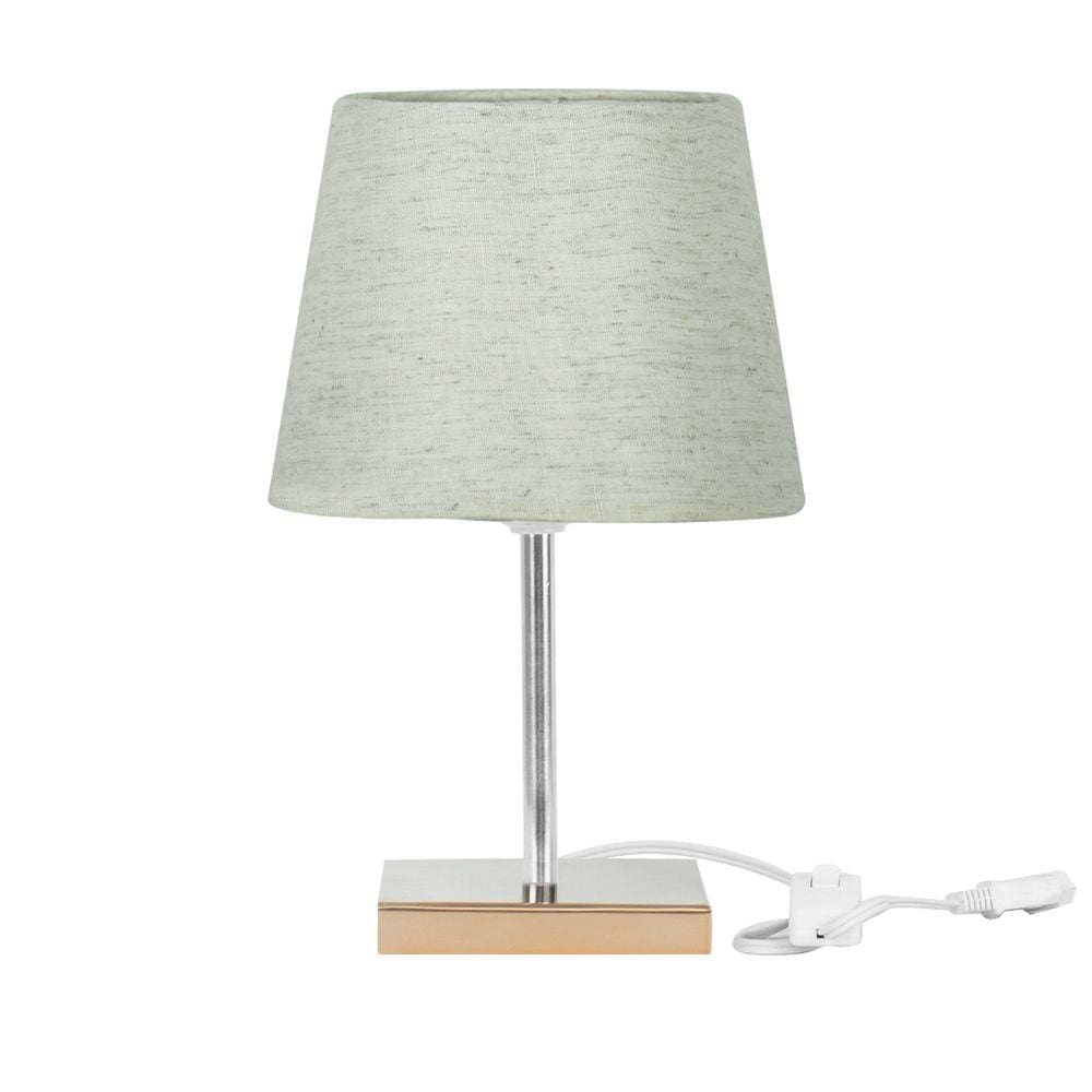 Abajur Eros Dome Linho Claro 025 com Base Cobre Quadrada