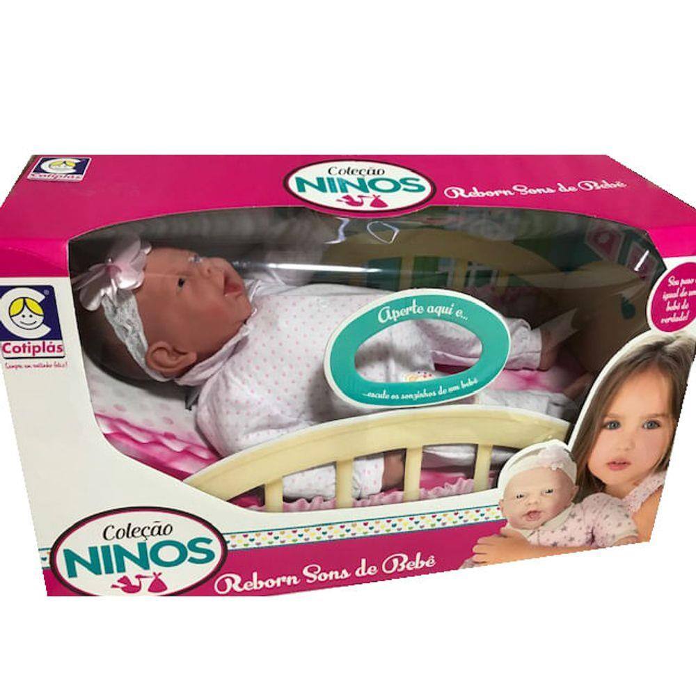 Coleção Ninos - Boneca Bebê Reborn Boca Aberta 50 Cm - Cotiplás 2211