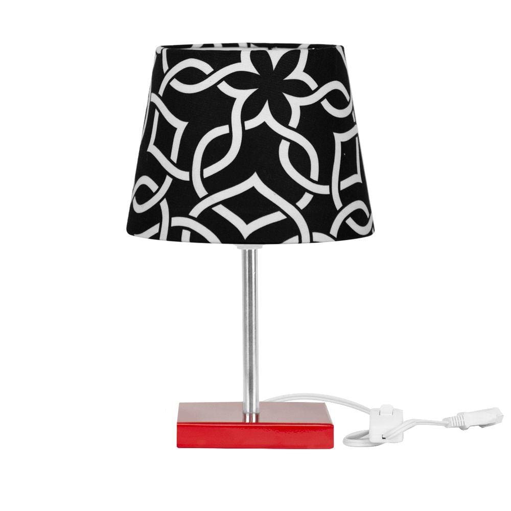 Abajur Eros Dome Elos Preto 060 com Base Vermelha Quadrada