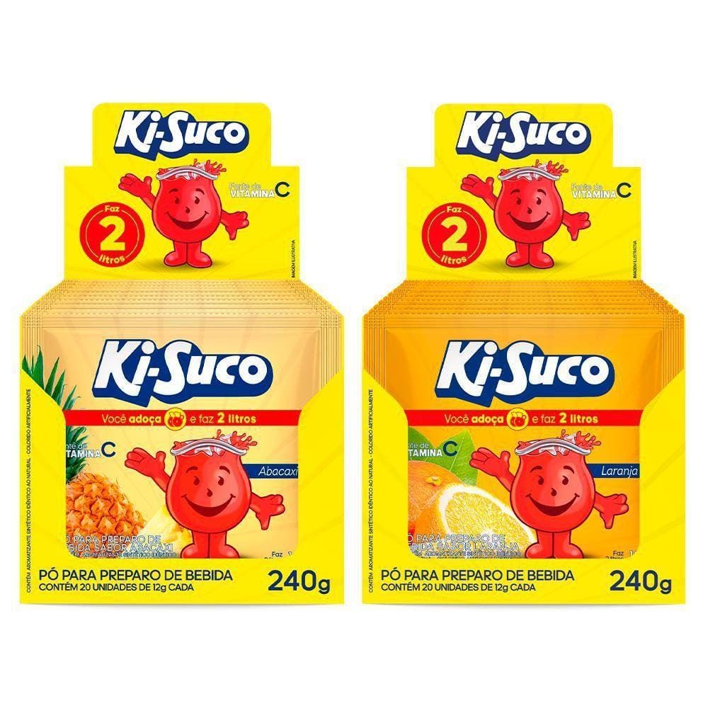 Kit 2 Refresco Pó Ki-Suco Abacaxi E Laranja 240G