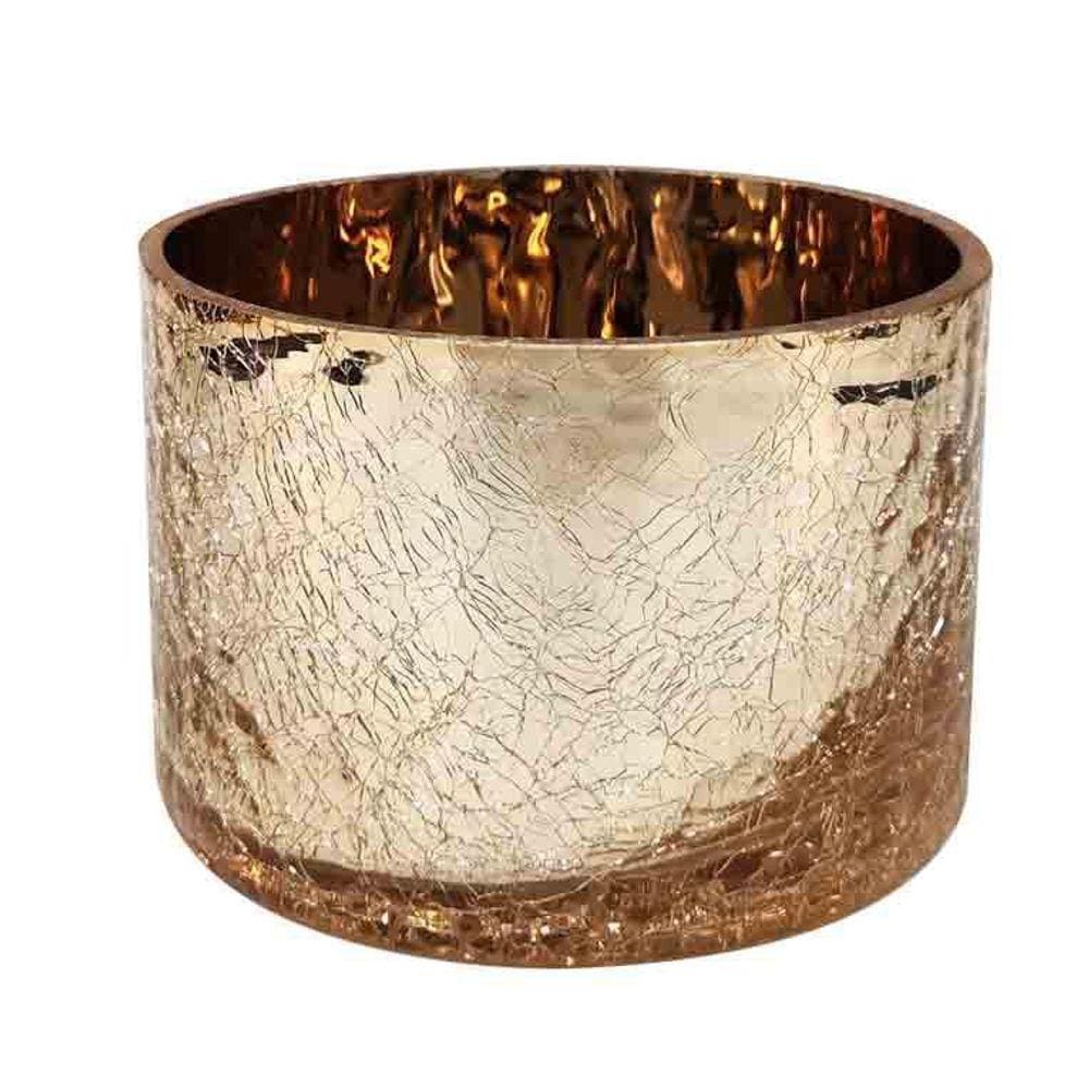 Castiçal Vaso De Vidro Rose Gold 12Cm