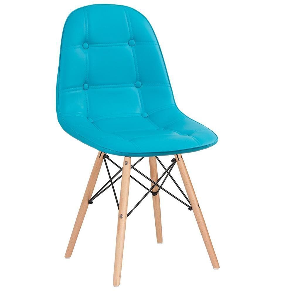 KIT - 16 x cadeiras estofadas Eames Eiffel Botonê - Base de madeira clara
